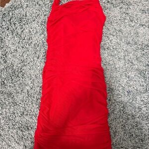 Elegant Red Ruched Dress